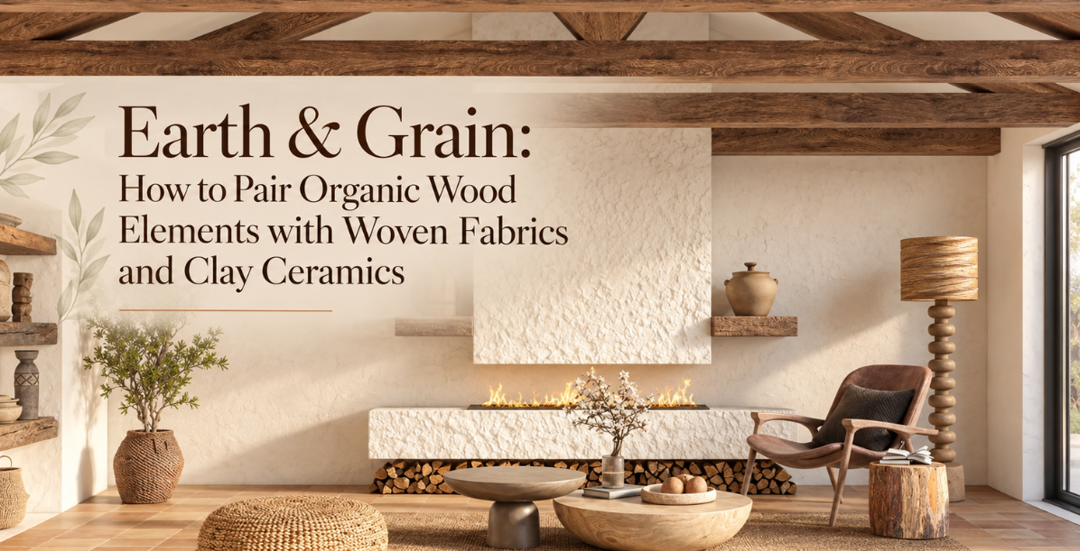 Earth & Grain: How to Pair Organic Wood Elements with Woven Fabrics and Clay Ceramics